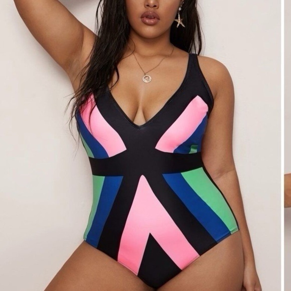 Unbranded Womens 3x Color Block One Piece‎ Swim Suit Summer Pool Beach
